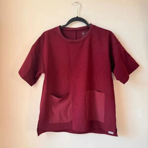 Figs Scrubs | Women's Nurse Scrub Top Burgundy Maroon Top, Size Small